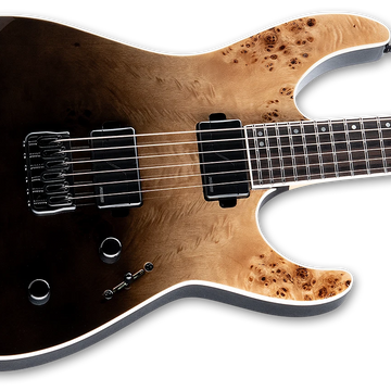 ESP LTD M-1000HT Electric Guitar w/ Macassar Ebony Fingerboard - Burled Poplar Black Fade