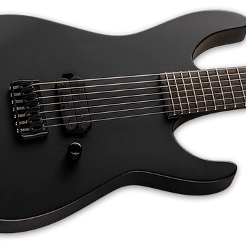 ESP LTD M-7HT Baritone Black Metal 7-String Electric Guitar w/ Macassar Ebony Fingerboard - Black Satin