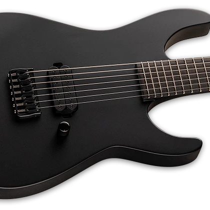 ESP LTD M-7HT Baritone Black Metal 7-String Electric Guitar w/ Macassar Ebony Fingerboard - Black Satin