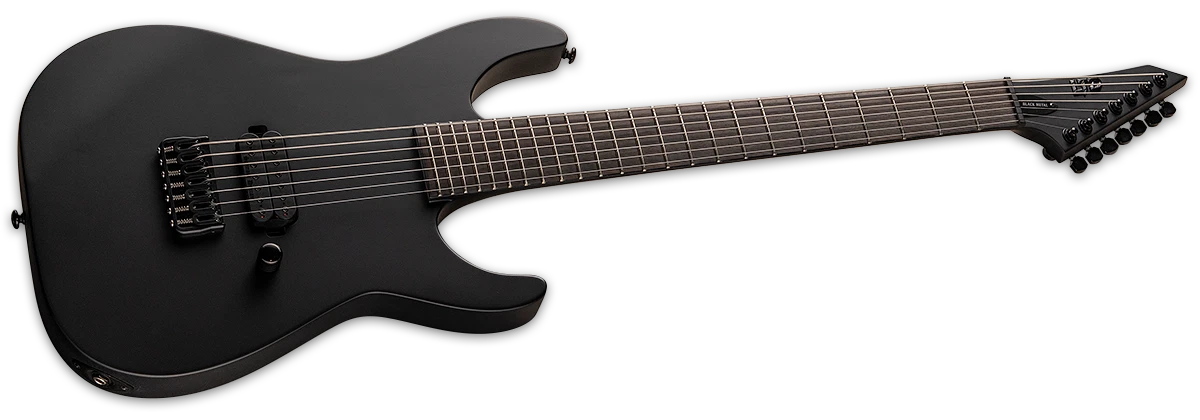 ESP LTD M-7HT Baritone Black Metal 7-String Electric Guitar w/ Macassar Ebony Fingerboard - Black Satin