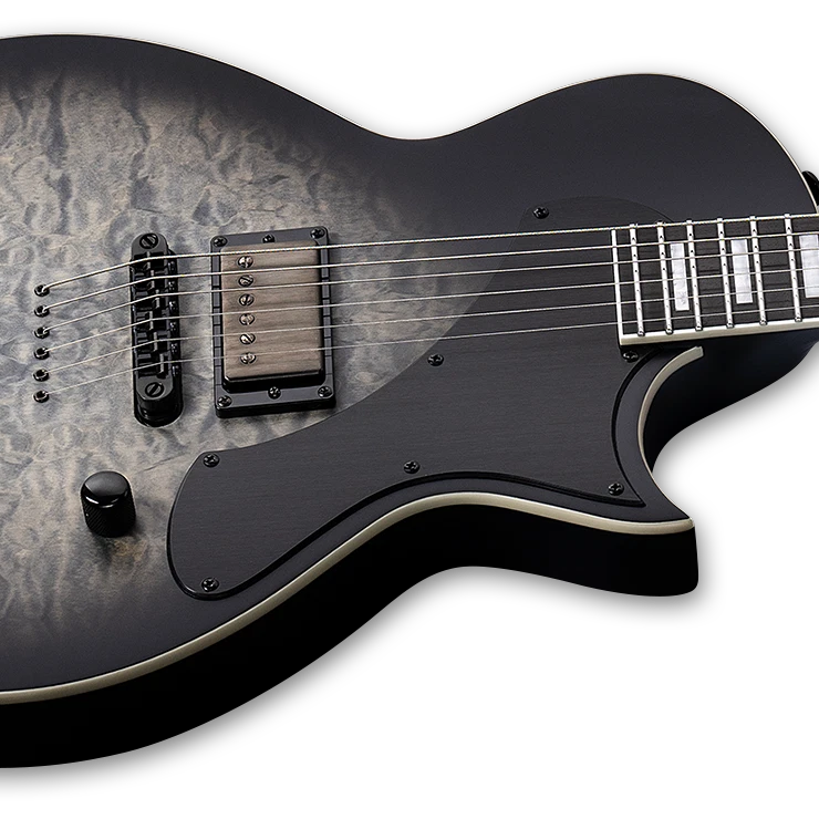 ESP LTD EC-01FT Flat Top Electric Guitar w/ Macassar Ebony Fingerboard - Charcoal Burst Satin