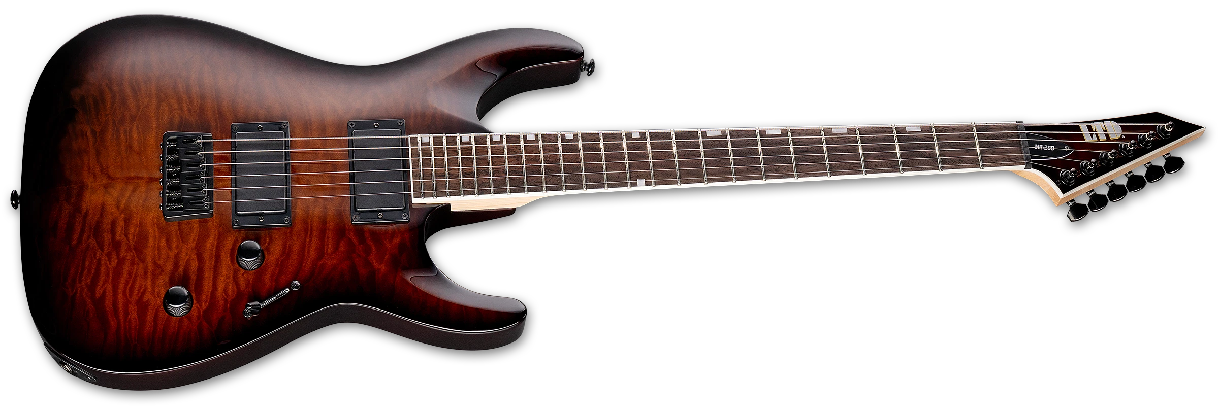 ESP LTD MH Series MH200HT/QM Quilted Maple Electric Guitar w/ Rosewood Fingerboard - Dark Brown Sunburst