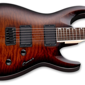 ESP LTD MH Series MH200HT/QM Quilted Maple Electric Guitar w/ Rosewood Fingerboard - Dark Brown Sunburst