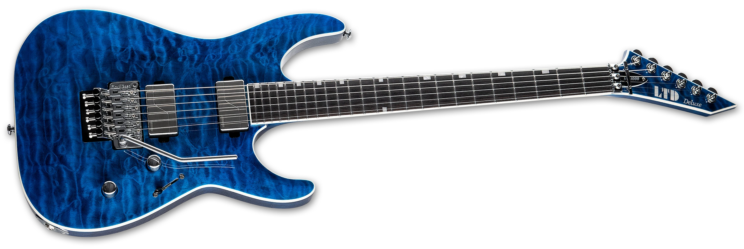 ESP LTD MH-1000 Quilted Maple Electric Guitar w/ Macassar Ebony - Black Ocean