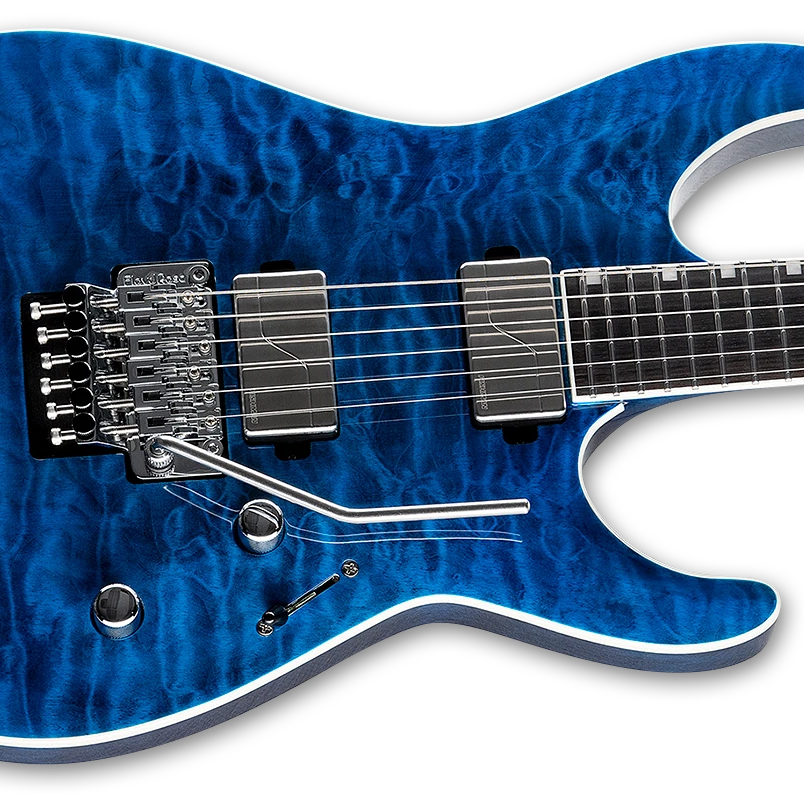 ESP LTD MH-1000 Quilted Maple Electric Guitar w/ Macassar Ebony - Black Ocean