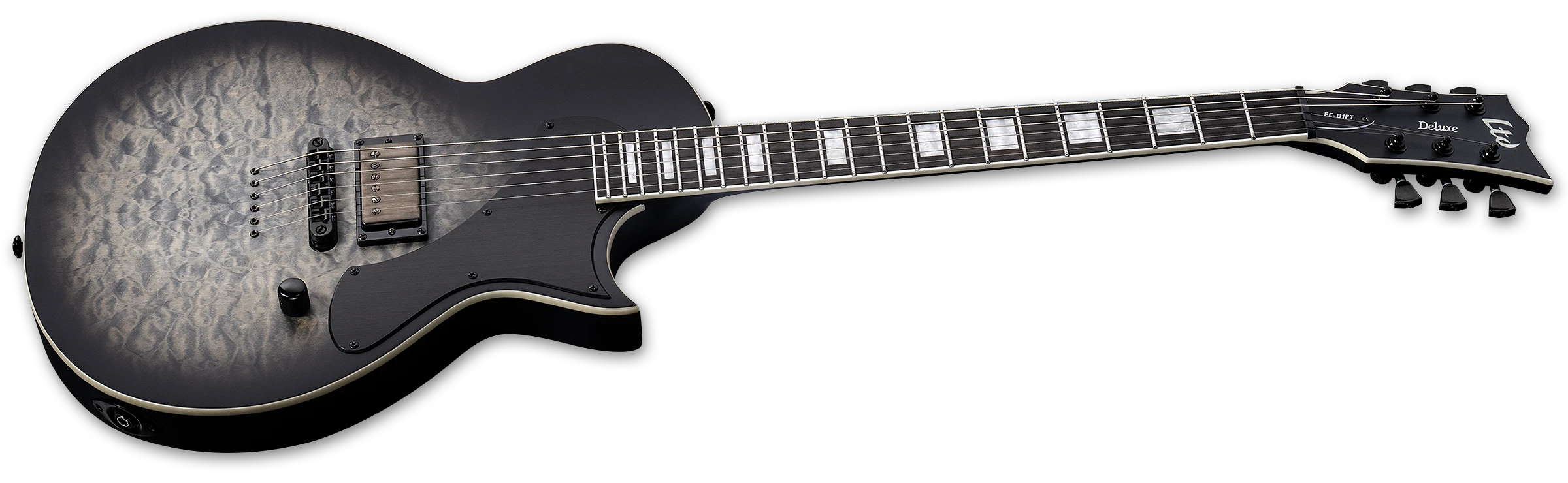 ESP LTD EC-01FT Flat Top Electric Guitar w/ Macassar Ebony Fingerboard - Charcoal Burst Satin